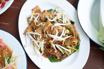 Stir fried noodle Thai Korat style
