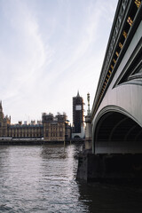 Bridge in London and the Big Ben in front of the river.