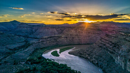 sunset over the river