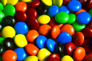 Chocolate coated colors sugar are very beautiful.	