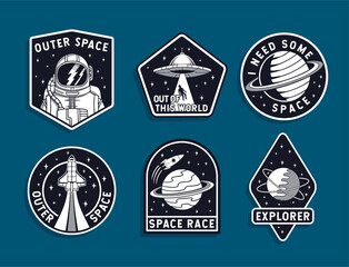 Set of space badges, patches, emblems, badges and labels. © cddesign.co