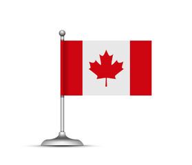 Fototapeta na wymiar Canadian flag standing on white background. Vector