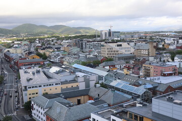 Obraz premium Bodo, / Norway - June 24 2019: Aerial view of Bodo, town in the northern part of Norway