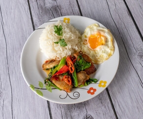 Thai Food Mixed Curries and Fried Rice 