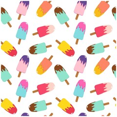 vector illustration multicolored ice cream on a stick bright seamless pattern. delicious design for packaging, design, textiles and bags