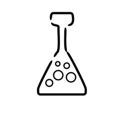 Vector icon with a chemical flask. Stock illustration for the logo of a medical or chemical laboratory.