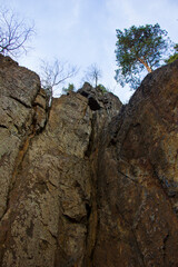 Fototapeta na wymiar The rock mass is located near the Khiytola Cliffs highway.