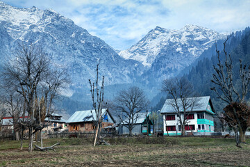 A town at Himalayan Foothills near Pahalgam, Kashmir, India