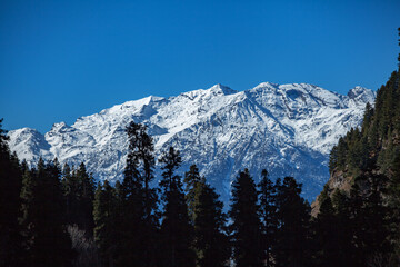 Snow Covered Mountain View from Pahalgam, Kashmir, India