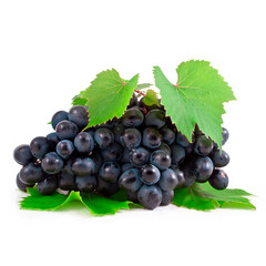 Grape with leaves isolated on a white background.