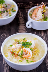 Shrimp porridge white bowl
