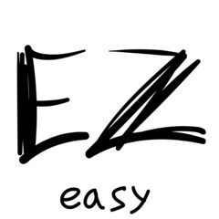 Vector reduction lettering: EZ. Transcript of the phrase: easy.