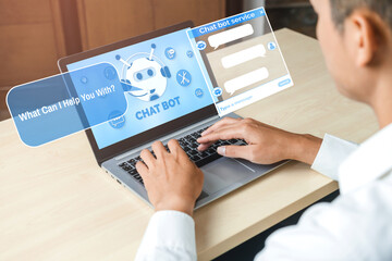 AI Chatbot smart digital customer service application concept. Computer or mobile device...