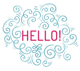 Hello - decorative ornate lettering emblem