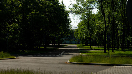 Beautiful views in the Silesian Park in Chorzów in the background the Silesian Stadium. A free entry space.