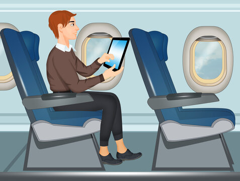 businessman travels by plane