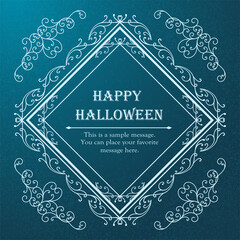 ハロウィンのフレーム素材、10月、アンティークな装飾、ビンテージな模様、植物のツタ