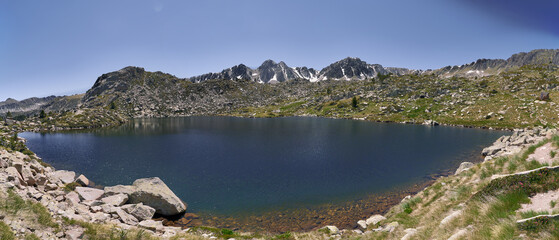 Beautiful panoramic on the llac dels pessons route in Andorran Pyrenees