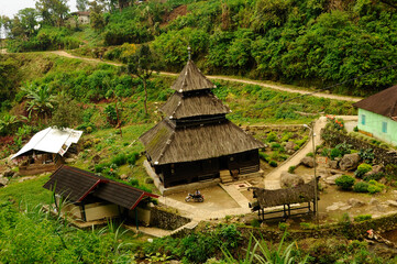 Fototapeta na wymiar WEST SUMATERA, INDONESIA -JUNE 8, 2014: Tuo Kayu Jao Mosque is located in West Sumatra, Indonesia. Built in 1599 and is the second oldest mosque in Indonesia.
