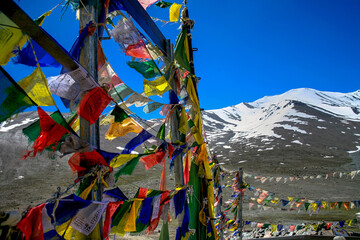 Beautiful scenic view of Kunzum Pass, Himalayan range at spiti, Himachal Pradesh, India.