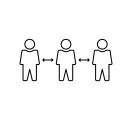 thin line social distance between people