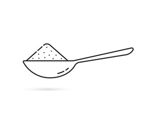 thin line teaspoon icon with shadow
