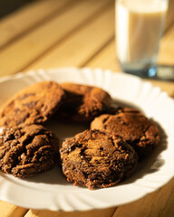 chocolate chip cookies and milk