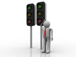 3d illustration Traffic controlling ligh