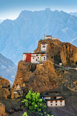 Fototapeta premium Tibetan Buddhist monastery Dhankar Gompa located at the Spiti Valley, Himachal Pradesh, India.