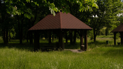 Picknik gazebos and Beautiful views in the Silesian park in Chorzów. A free entry space is available.