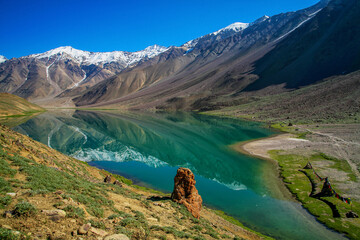 Chandratal Lake is a high altitude lake in Spiti Valley, India. Also known as Lake of the moon, Himachal Pradesh, India.