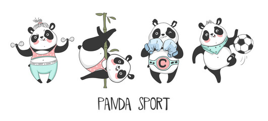 Fototapeta premium Set of panda sport. Vector illustration EPS10
