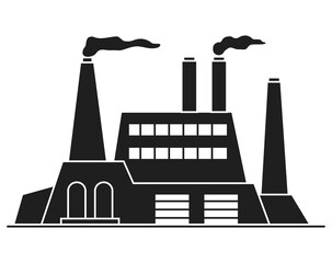 Silhouette factory facade building.Vector flat.