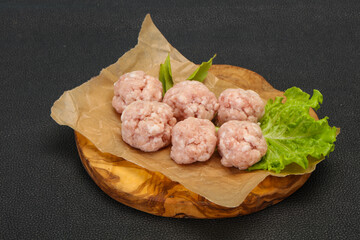 Homemade raw pork minced meatball for cooking