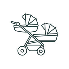 line icon, baby carriage Trolley for Twins