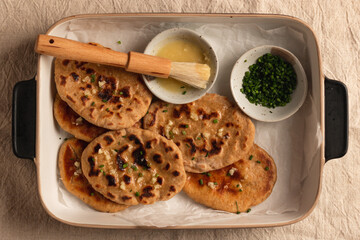 Homemade Indian Naan Flatbread made with Whole Wheat