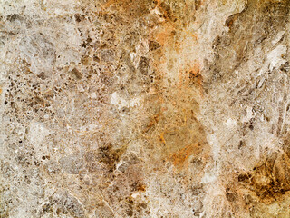 Facade walls are covered with marble tiles