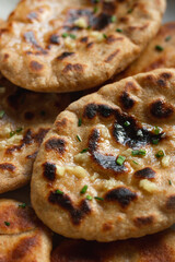 Homemade Indian Naan Flatbread made with Whole Wheat