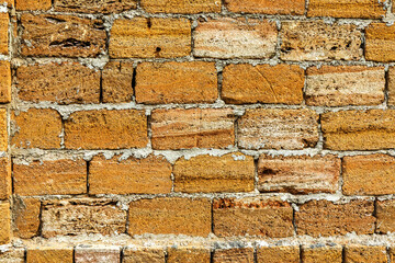 Abstract decorative wall of natural stone. Background, limestone wall texture, shell rock blocks. Great background or texture. Landscape style