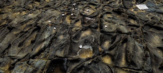 The beauty of sea, rocks and sky in the monsoon.