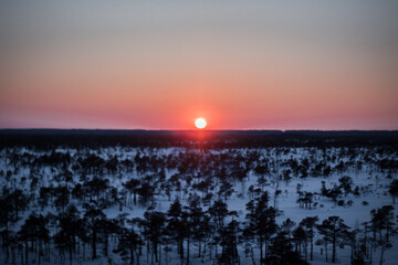 Sunset over national park