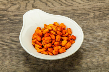 Chili peanut snack in the bowl