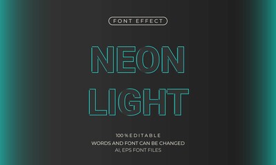 Neon light font effect. Decorative neon effect for font, easy to change font