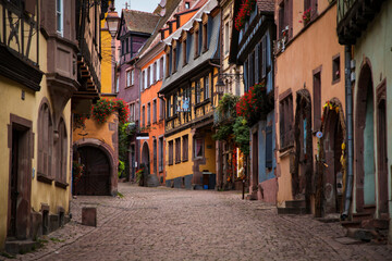 Fototapeta na wymiar Pretty authentic street in small french village. Travel concept.