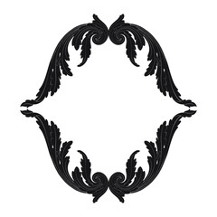 Vintage Ornament Element in baroque style with filigree and floral engrave the best situated for create frame, border, banner. It's hand drawn foliage swirl like victorian or damask design arabesque.