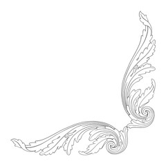 Vintage Ornament Element in baroque style with filigree and floral engrave the best situated for create frame, border, banner. It's hand drawn foliage swirl like victorian or damask design arabesque.