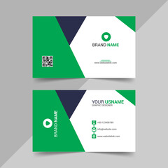 Abstract modern business card template design Green color, shape design, office, qr code