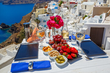 Table with a view of the Greek sea