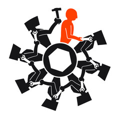 robot assembly line - automation impact concept