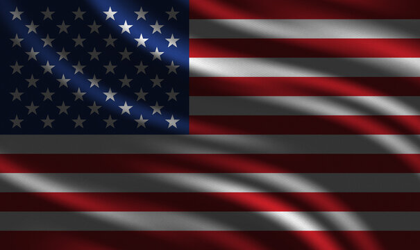National flag of America with wave fabric texture background. Vector illustration. Eps10